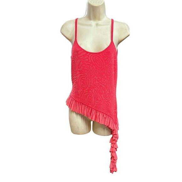 ULLA JOHNSON Kendra Asymmetric Ruffled Top In Poppy New With Tags Size Large - Picture 3 of 7